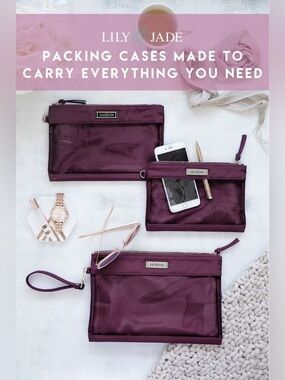 Lily Jade Discontinued Burgundy Merlot Wine Zippered Packing Cases Set of Three